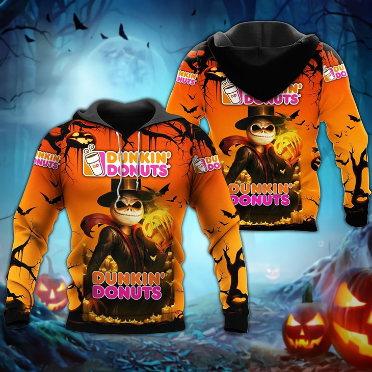 Halloween Jack Skellington Dunkin Donuts Logo 3D Hoodie, Shirt – LIMITED EDITION