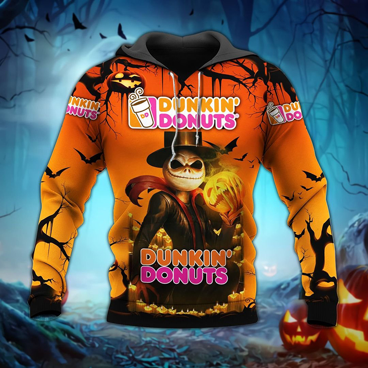 Halloween Jack Skellington Dunkin Donuts Logo 3D Hoodie, Shirt1