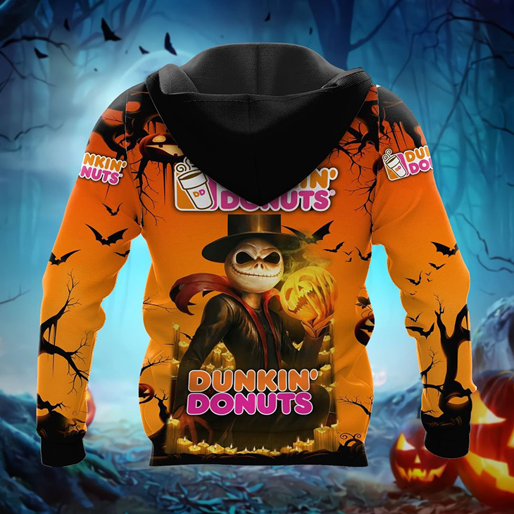Halloween Jack Skellington Dunkin Donuts Logo 3D Hoodie, Shirt2