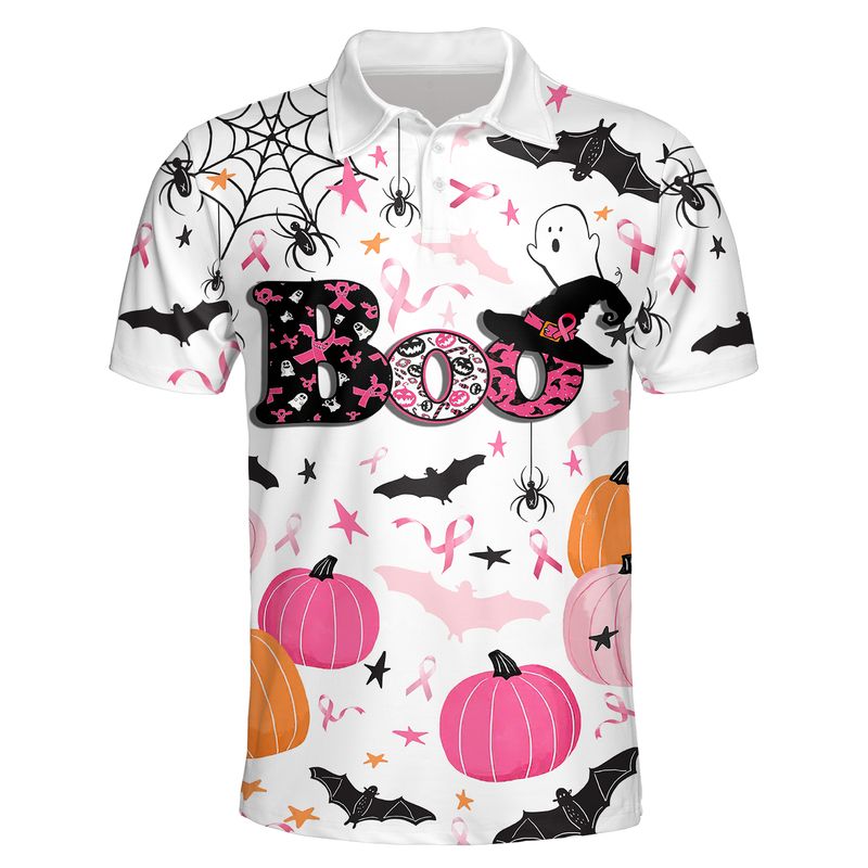 Happy halloween breast cancer awareness boo 3d printed polo