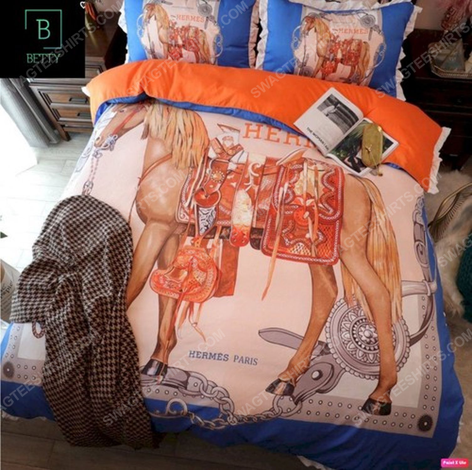 Hermes and horse symbol full print duvet cover bedding set 1