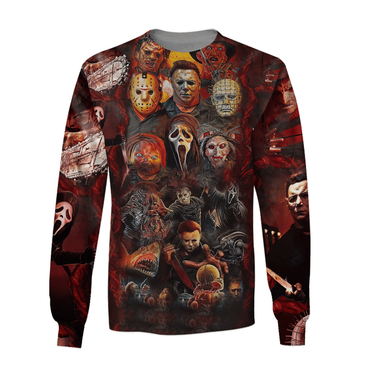 Horror life horror characters 3d all over printed shirt 1