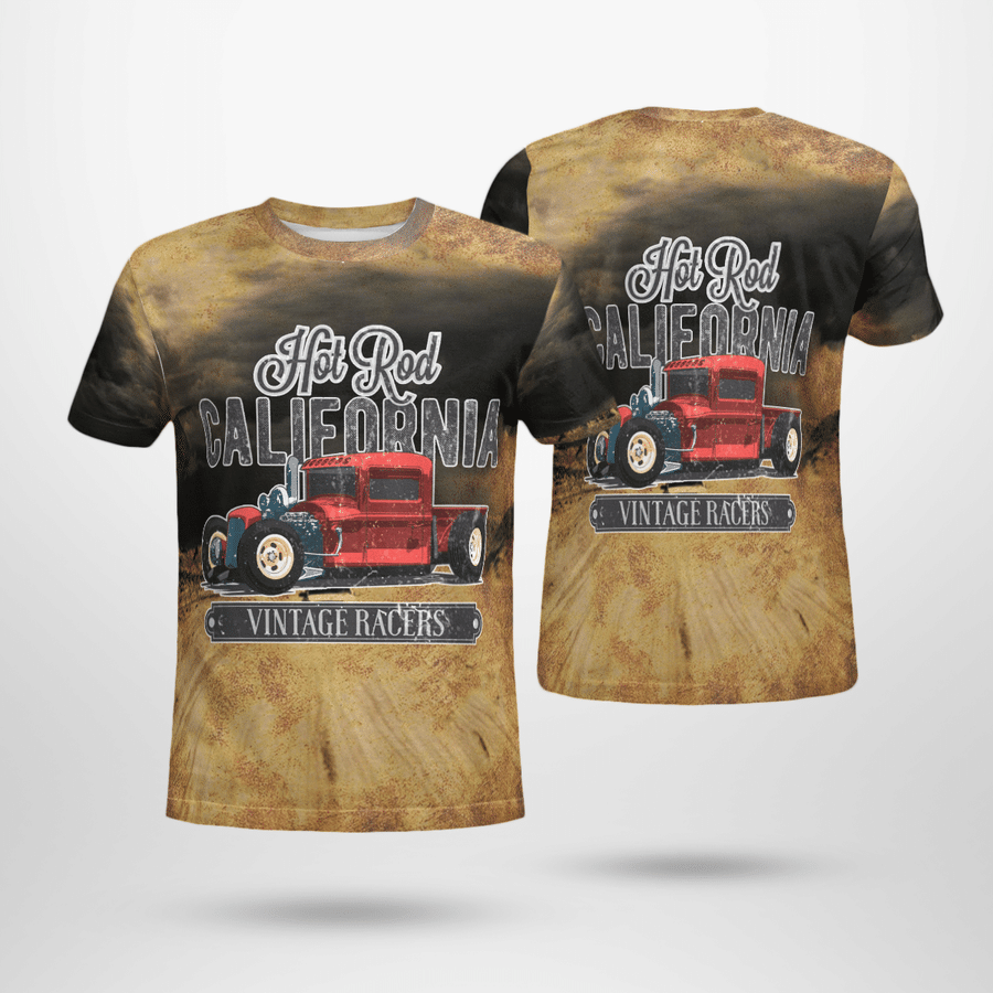 Hot rod california vintage racers 3d all over printed t shirt