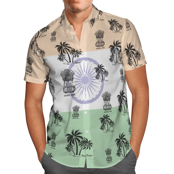 India Tropical Short Sleeve Hawaiian Shirt 1