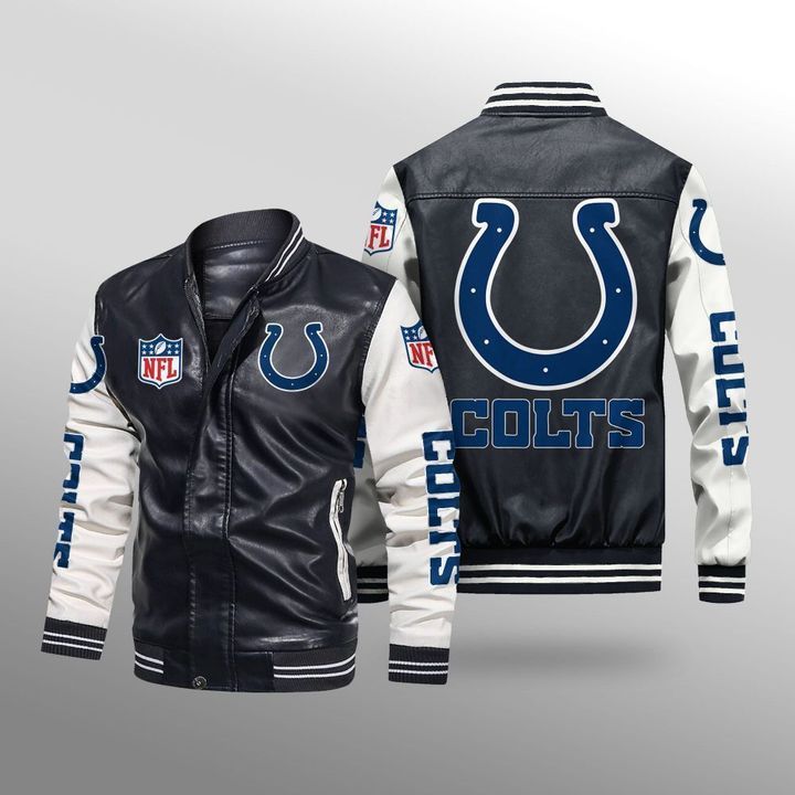 Indianapolis Colts Leather Bomber Jacket 1