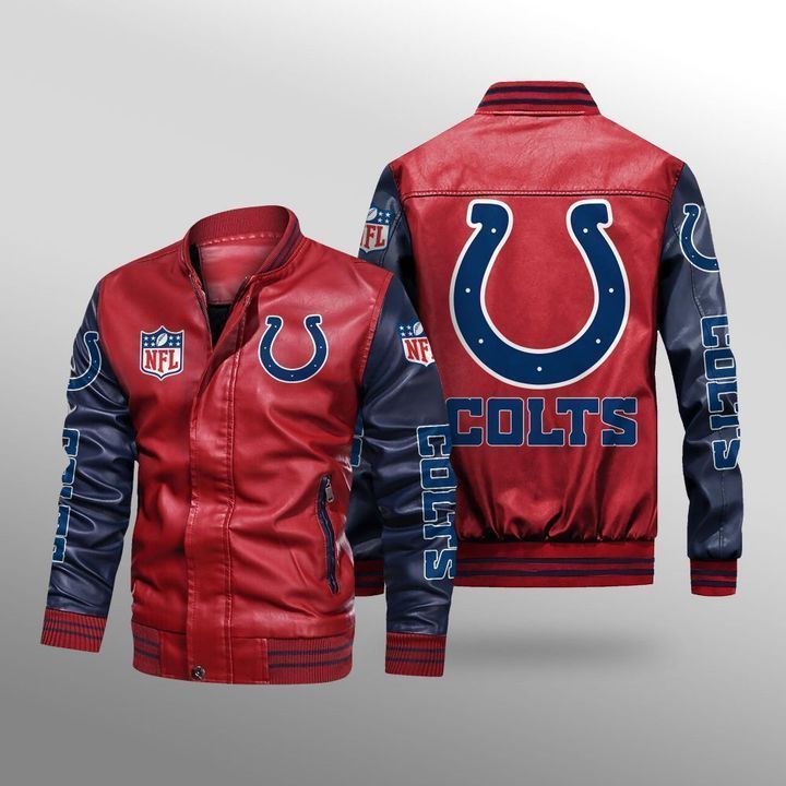 Indianapolis Colts Leather Bomber Jacket 2