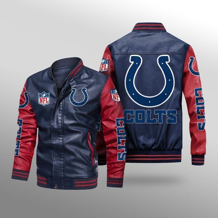 Indianapolis Colts Leather Bomber Jacket 4