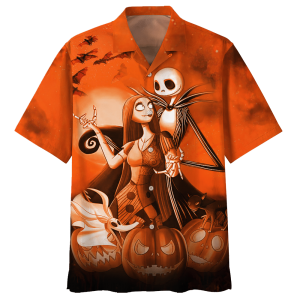 Jack Skelington and Sally pumpkin Halloween night 3d shirt, hoodie 1