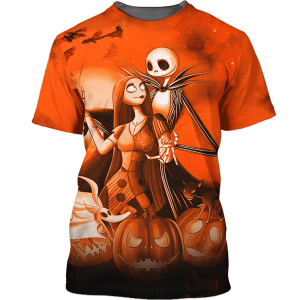 Jack Skelington and Sally pumpkin Halloween night 3d shirt, hoodie 2