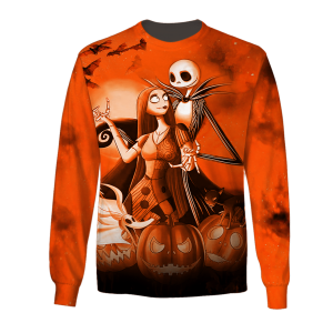 Jack Skelington and Sally pumpkin Halloween night 3d shirt, hoodie 4