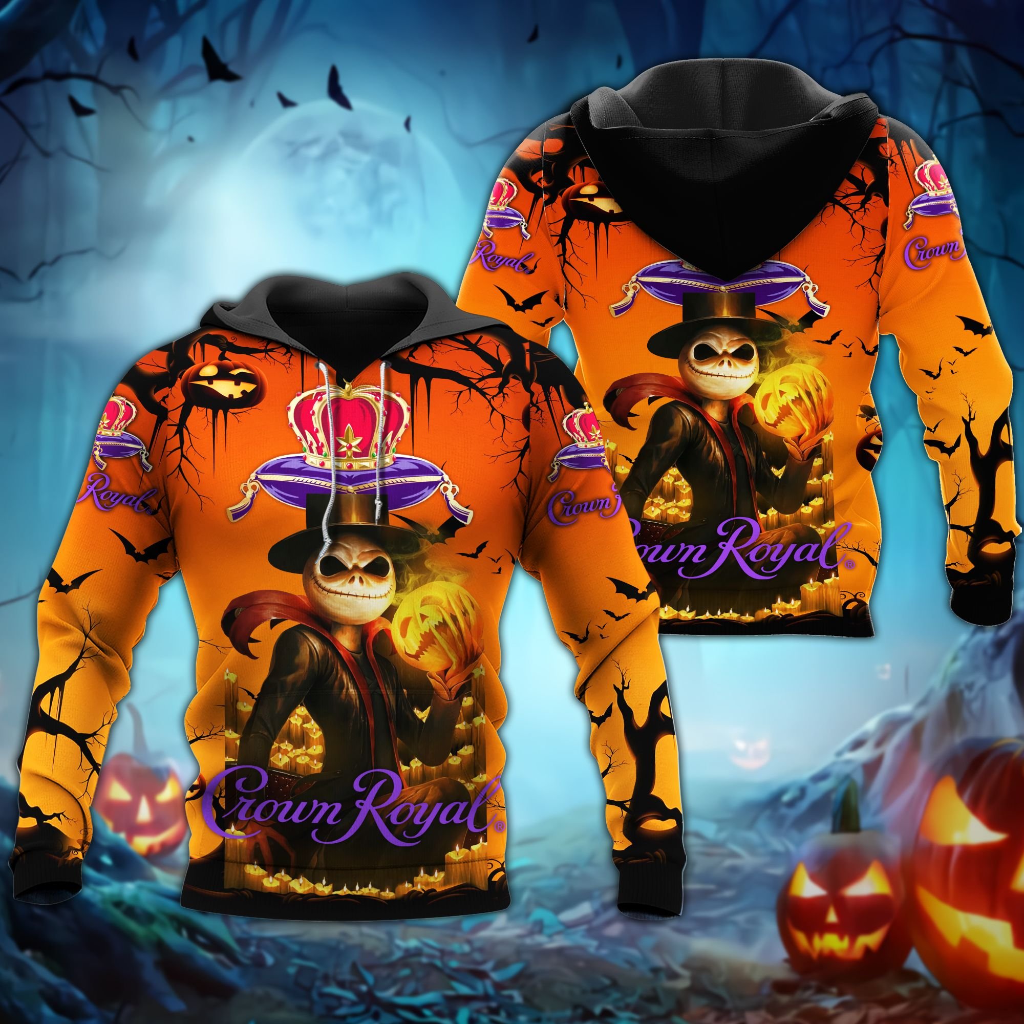 Jack Skellington Crown Royal Halloween 3d Hoodie – LIMITED EDITION