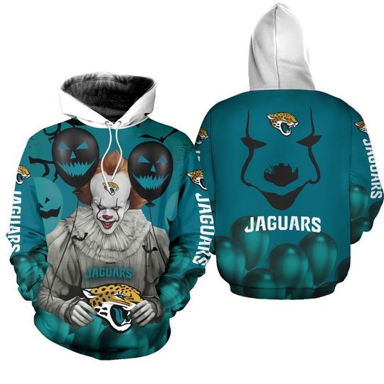 Jacksonville jaguars pennywise the dancing clown it halloween 3d all over print hoodie