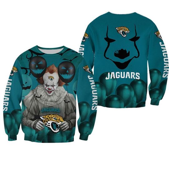 Jacksonville jaguars pennywise the dancing clown it halloween 3d all over print hoodie3