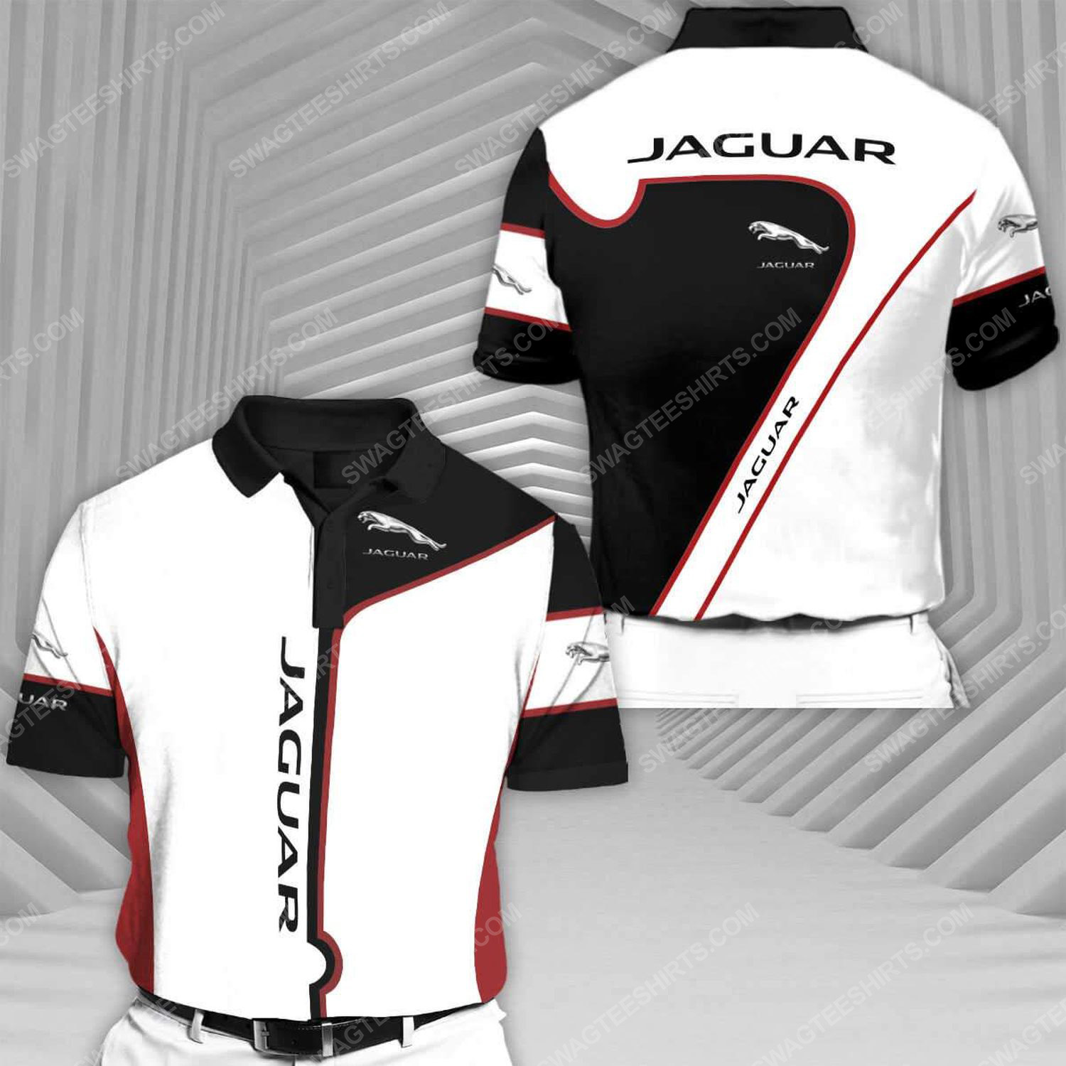 Jaguar sports car racing all over print polo shirt