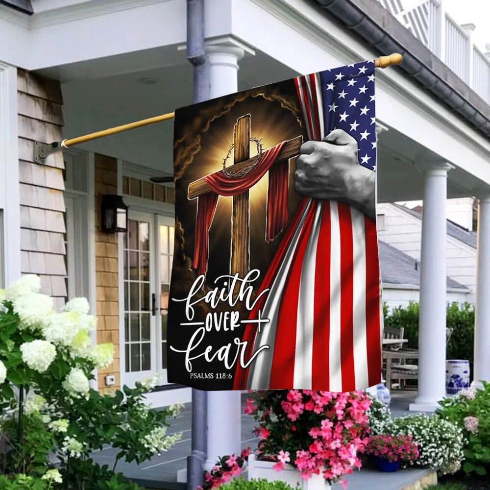 Jesus Flag Christian cross faith over fear American flag - Picture 2