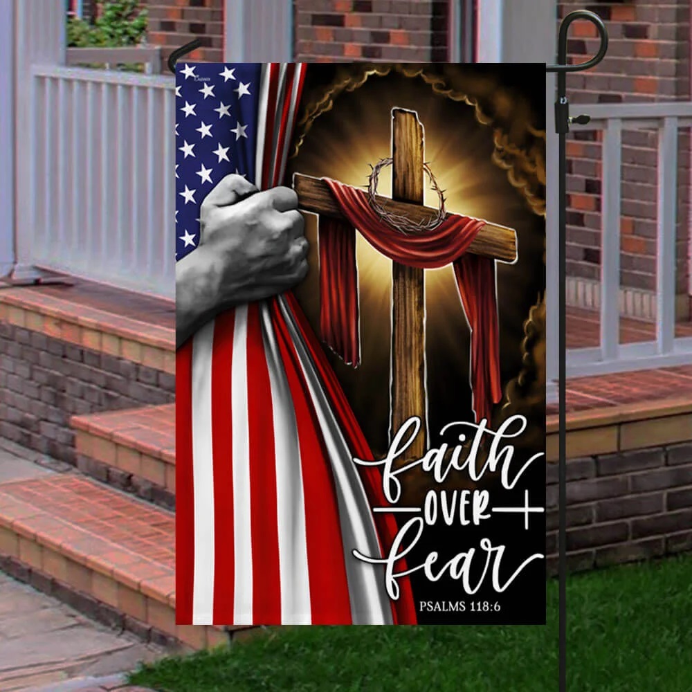 Jesus Flag Christian cross faith over fear American flag - Picture 3