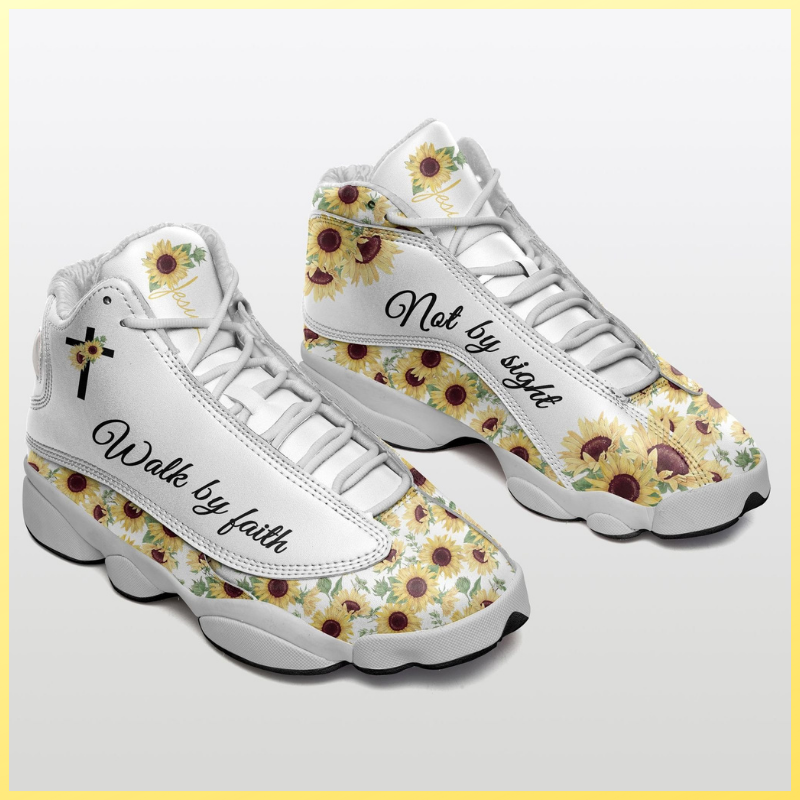 Jesus Sunflower walk by faith not by sight Air Jorden 13 shoes 1