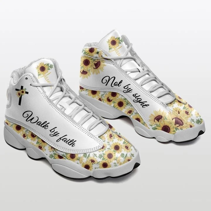 Jesus cross Sunflower walk by faith not by sight Air Jordan 13 shoes – LIMITED EDTION