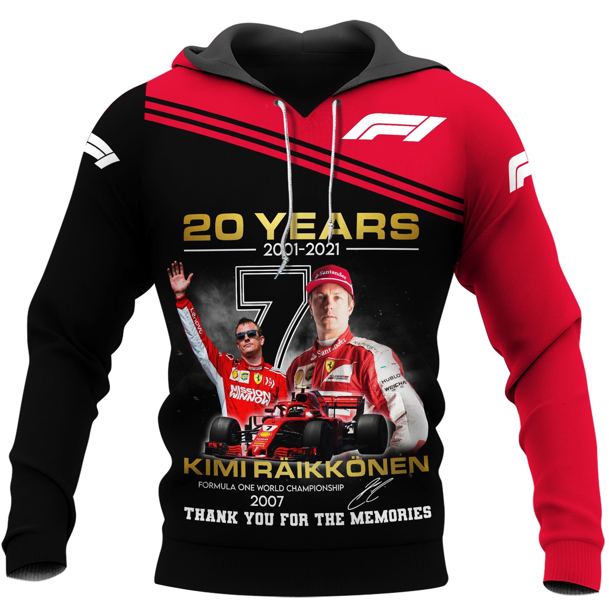 Kimi Raikkonen 20 years thank you for the memories 3d hoodie 1