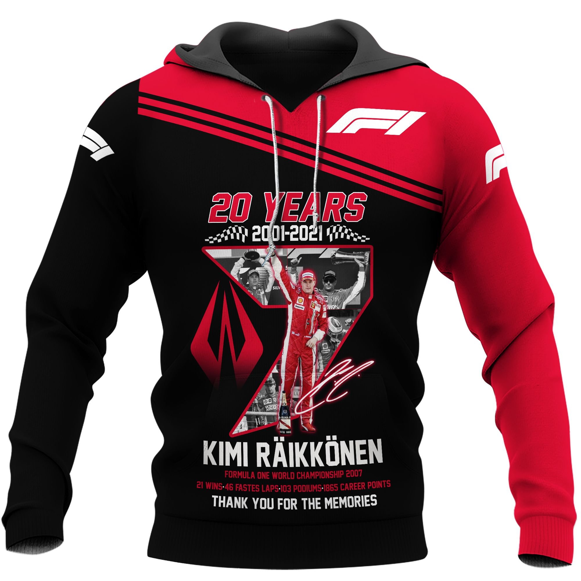 Kimi Raikkonen 20 years thank you for the memories 3d hoodie 2.1