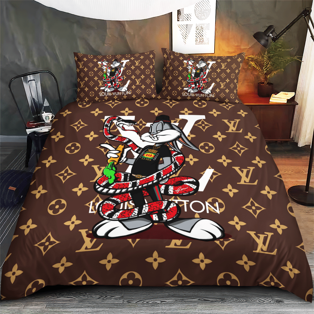 Louis Vuitton Bugs Bunny bedding set