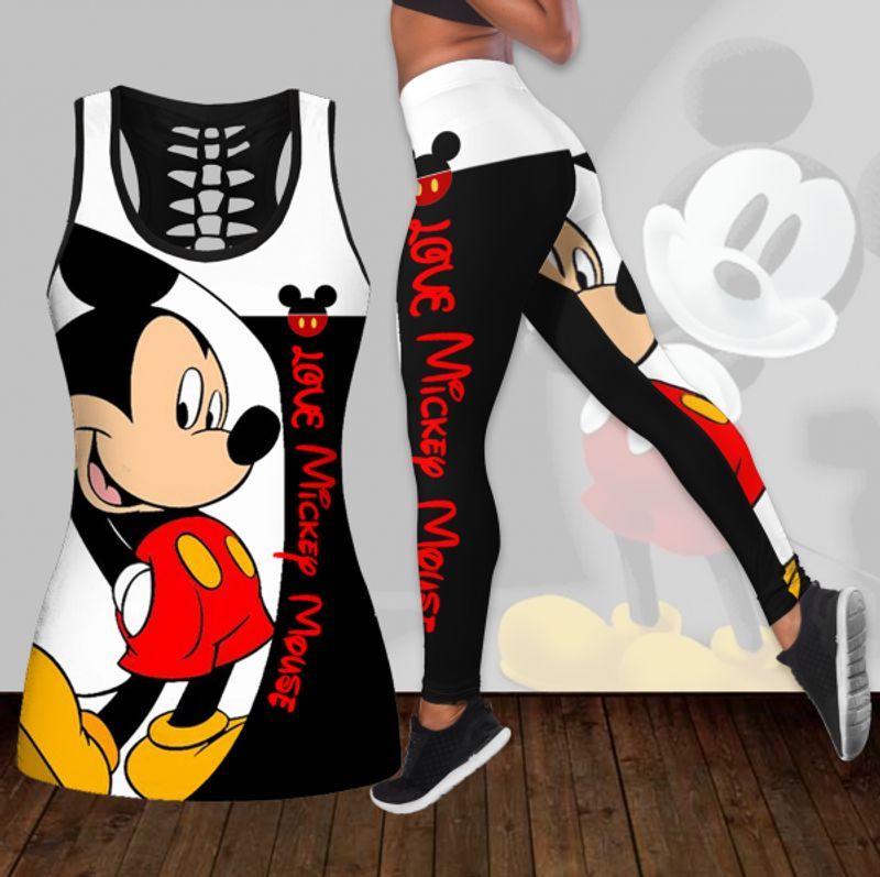 Love Mickey Mouse all over print hollow tank top and legging – Saleoff 070921
