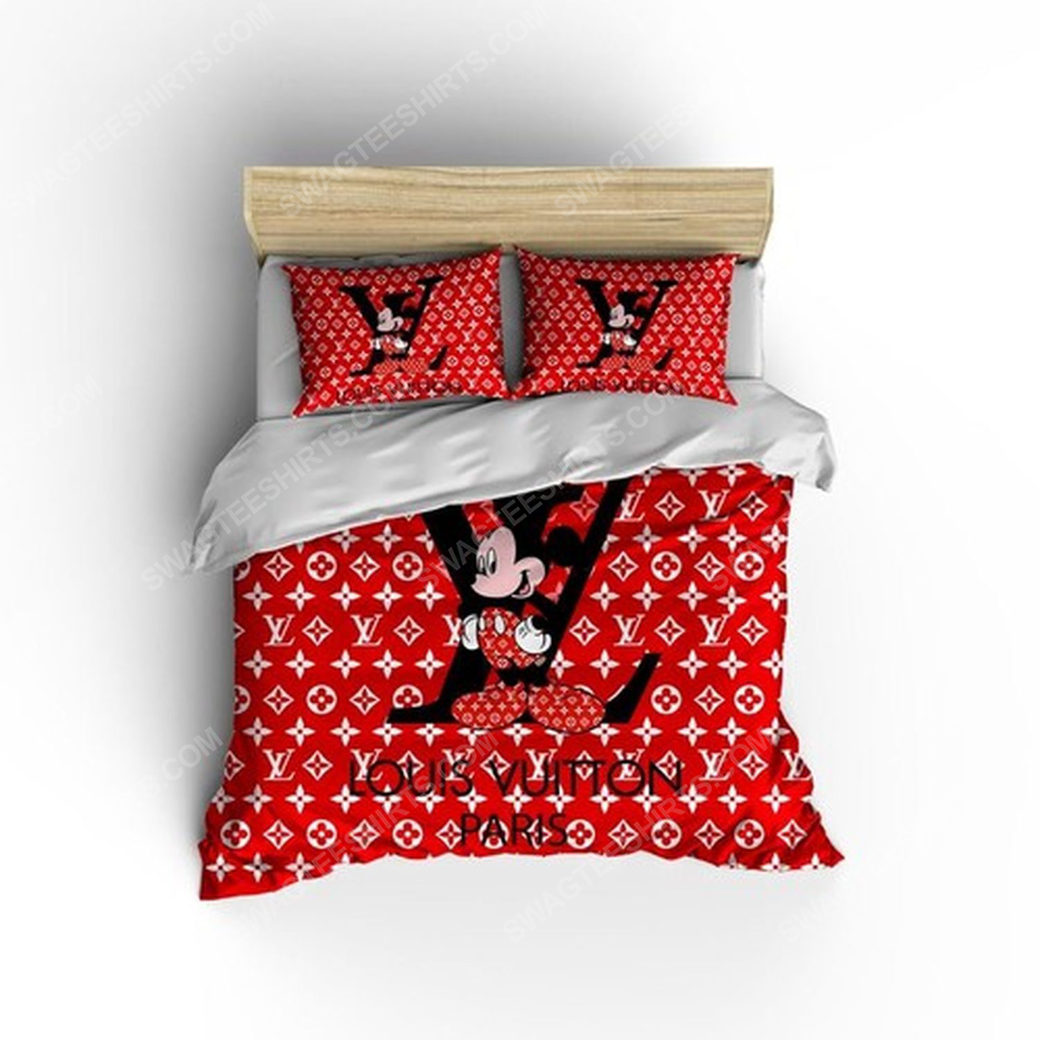 Lv and mickey mouse full print duvet cover bedding set 1