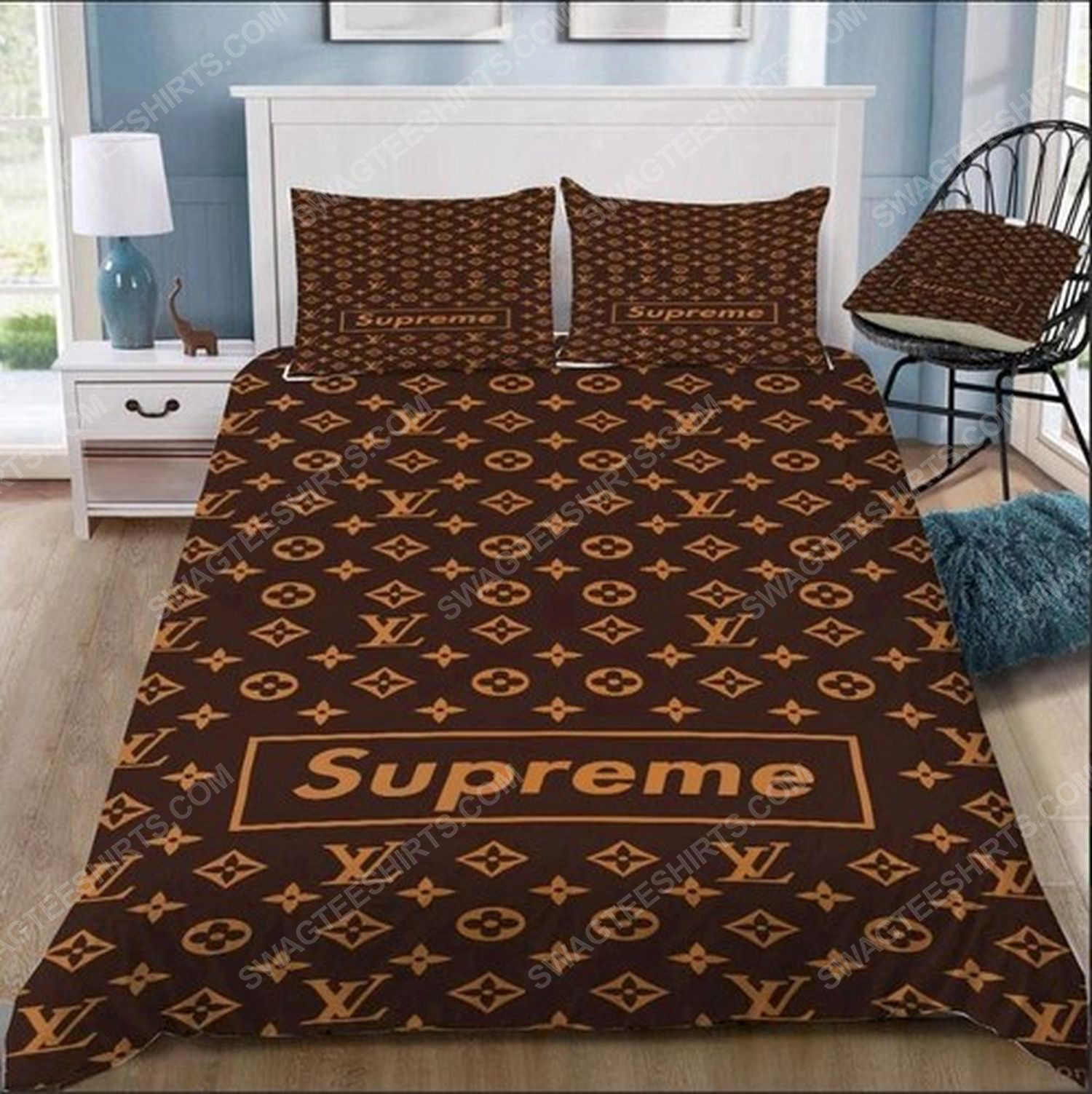 [special edition] Lv monogram symbols full print duvet cover bedding set – maria