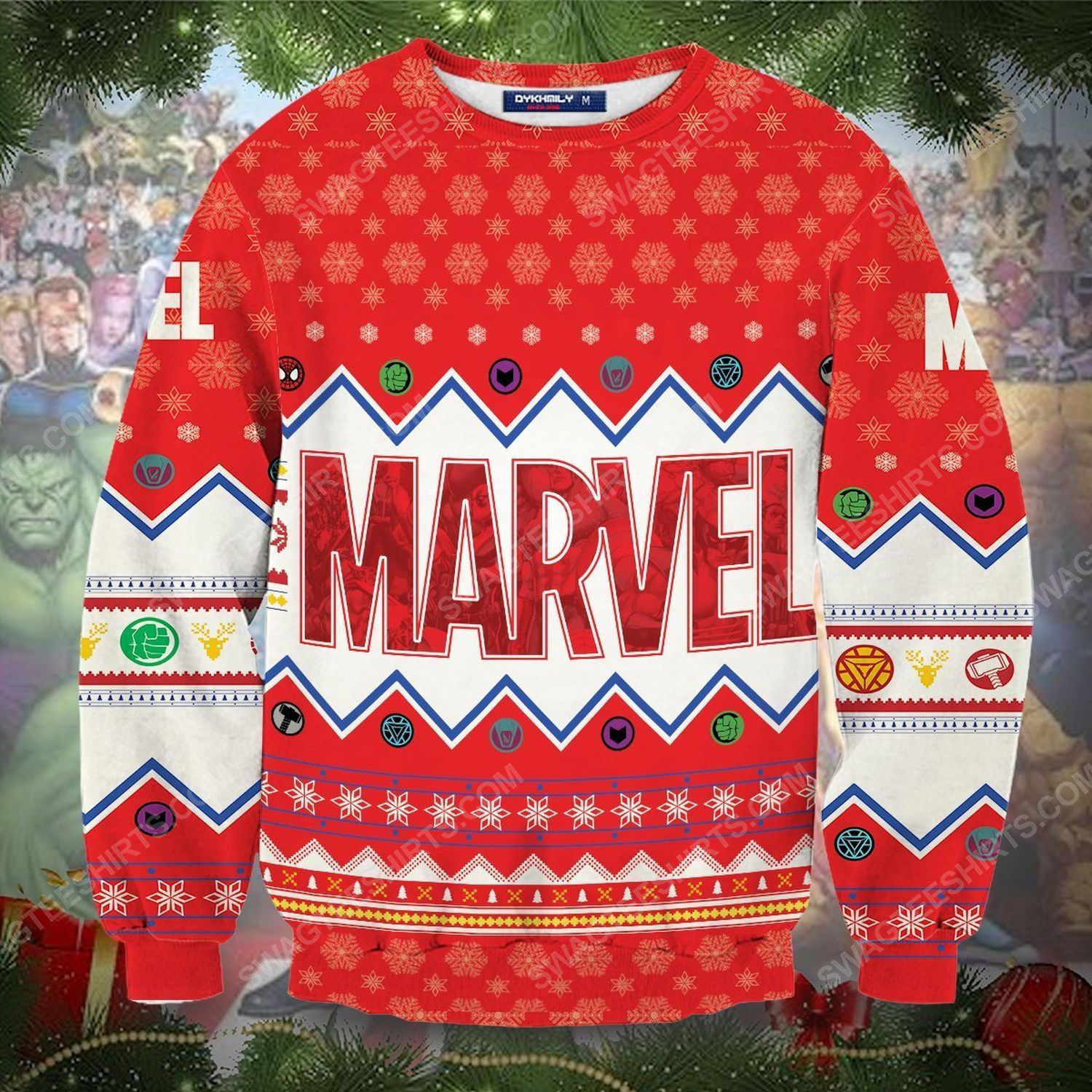Marvel comics for christmas time full print ugly christmas sweater 1