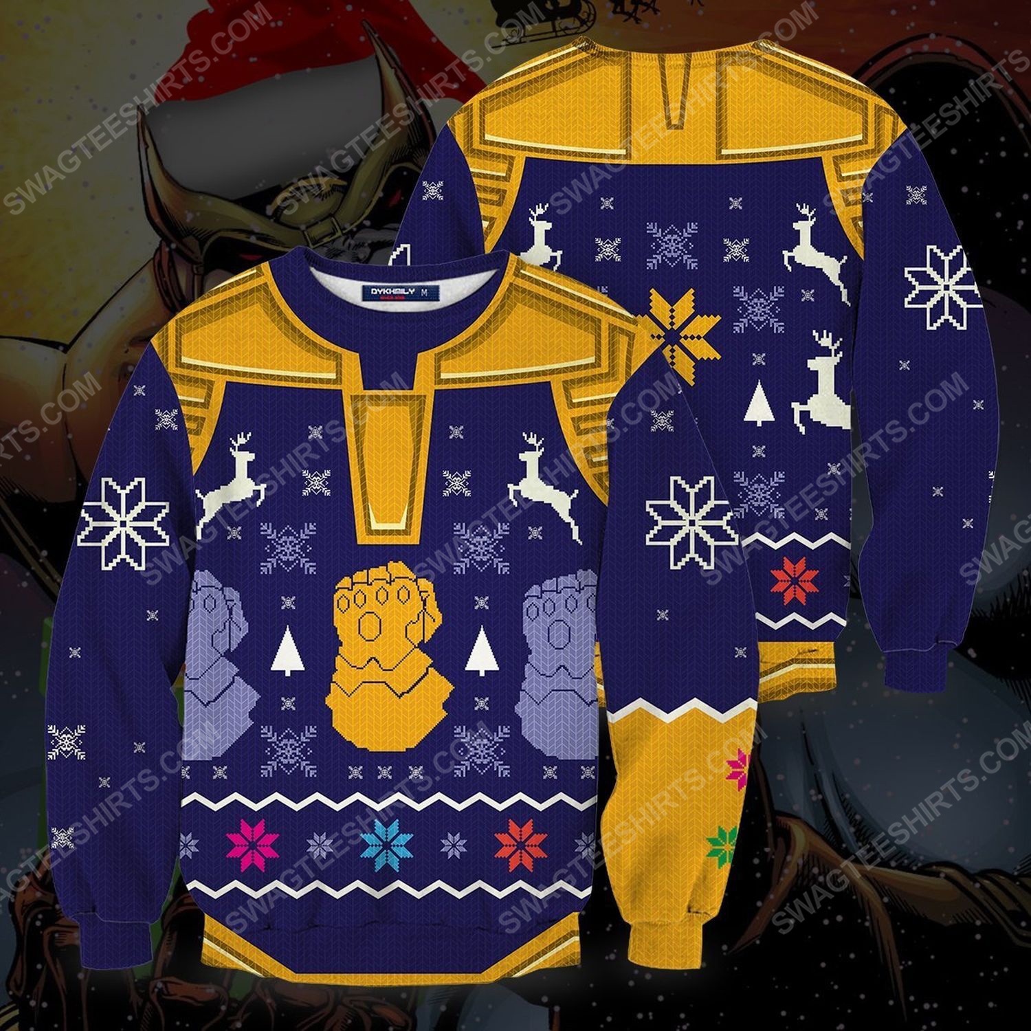 Marvel thanos mad titan full printing ugly christmas sweater 1