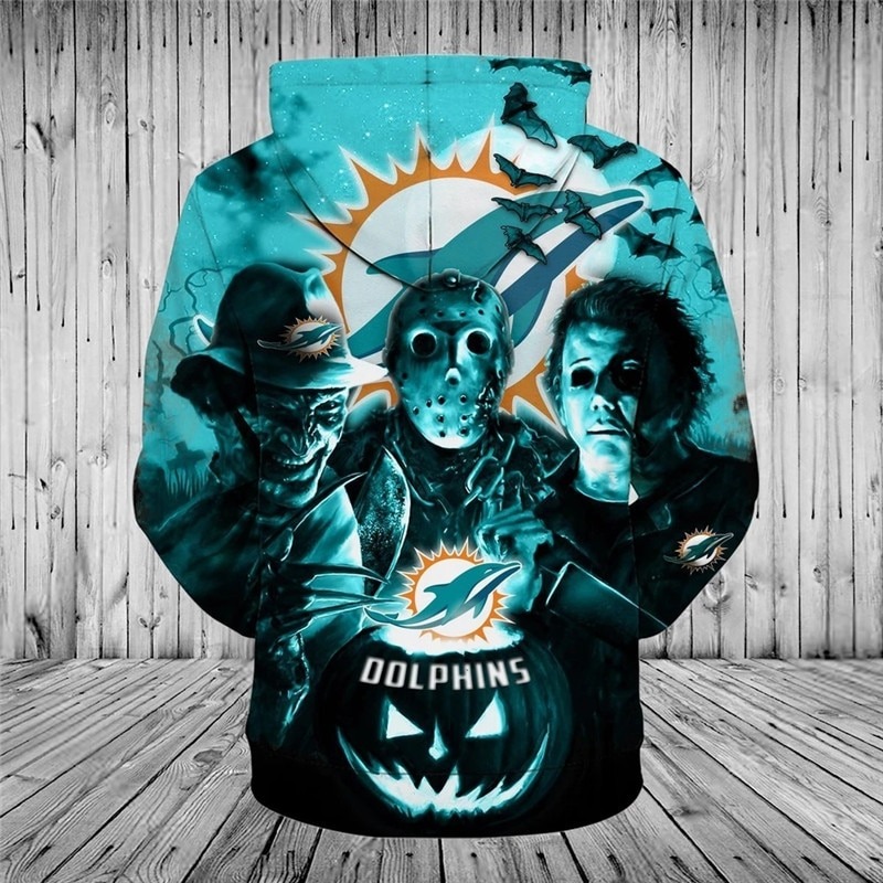 Miami Dolphins Halloween Horror Night 3D Pullover Hoodie 1