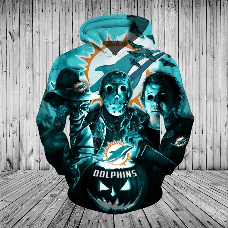Miami Dolphins Halloween Horror Night 3D Pullover Hoodie
