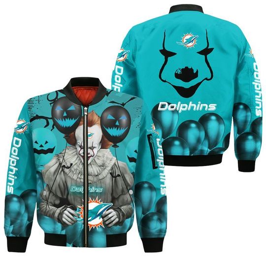 Miami dolphins pennywise the dancing clown it halloween 3d all over print hoodie3