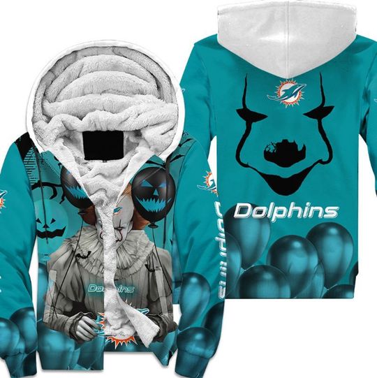 Miami dolphins pennywise the dancing clown it halloween 3d all over print hoodie4