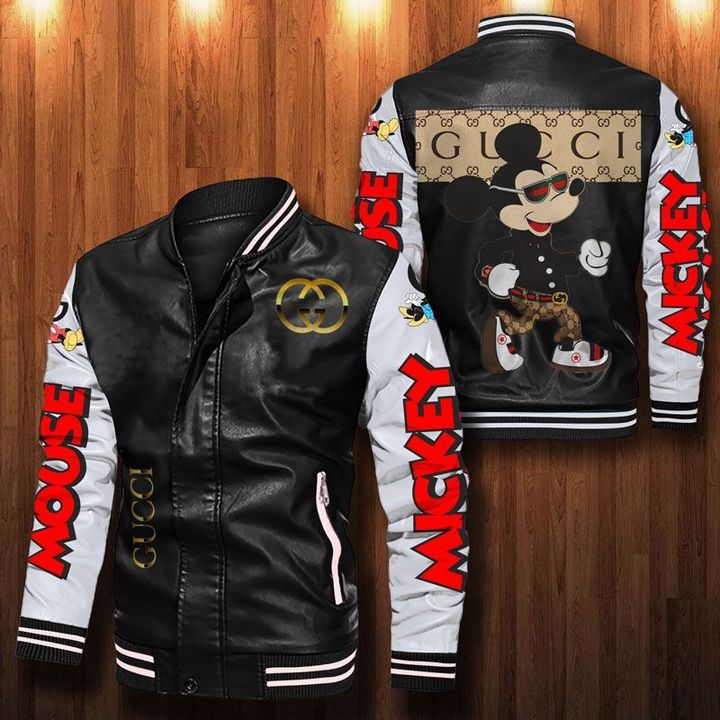 Mickey Gucci Leather Bomber Jacket 1