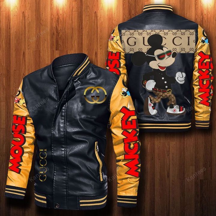 Mickey Gucci Leather Bomber Jacket 3