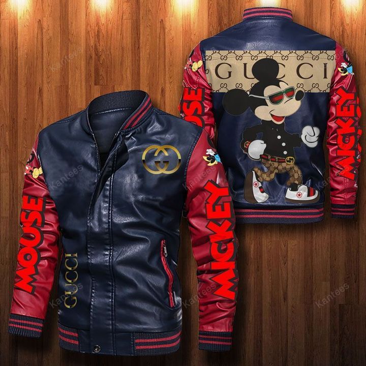Mickey Gucci Leather Bomber Jacket 4