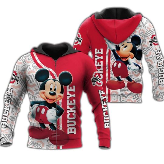 Mickey Mouse Ohio state buckeyes 3d all over print hoodie2