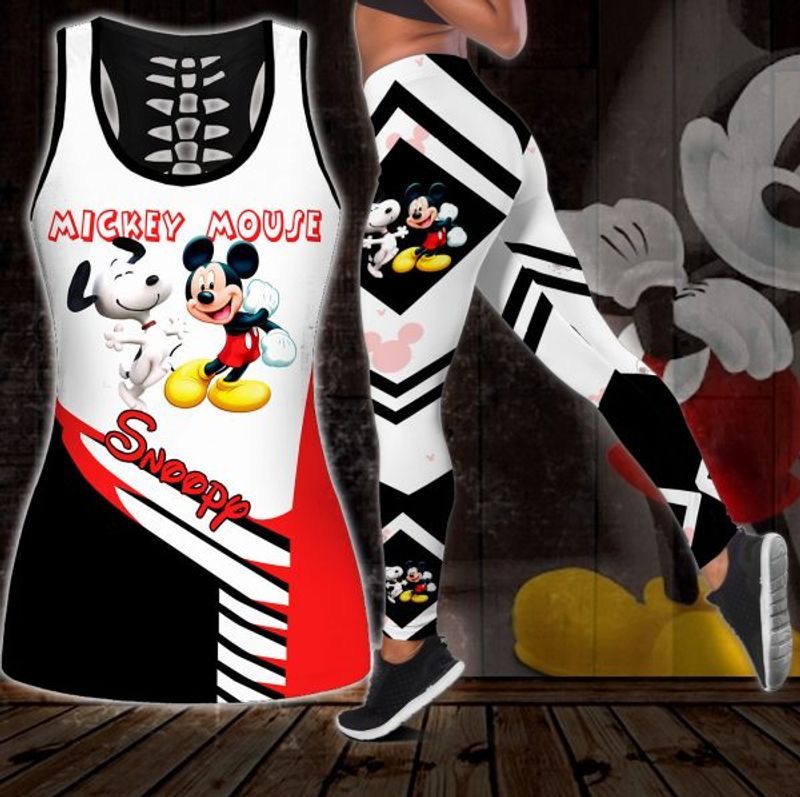 Mickey Mouse Snoopy legging and tank top