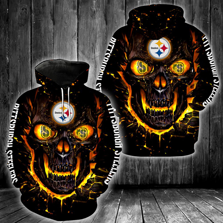 NFL Pittsburgh Steelers Skull 3D Hoodie