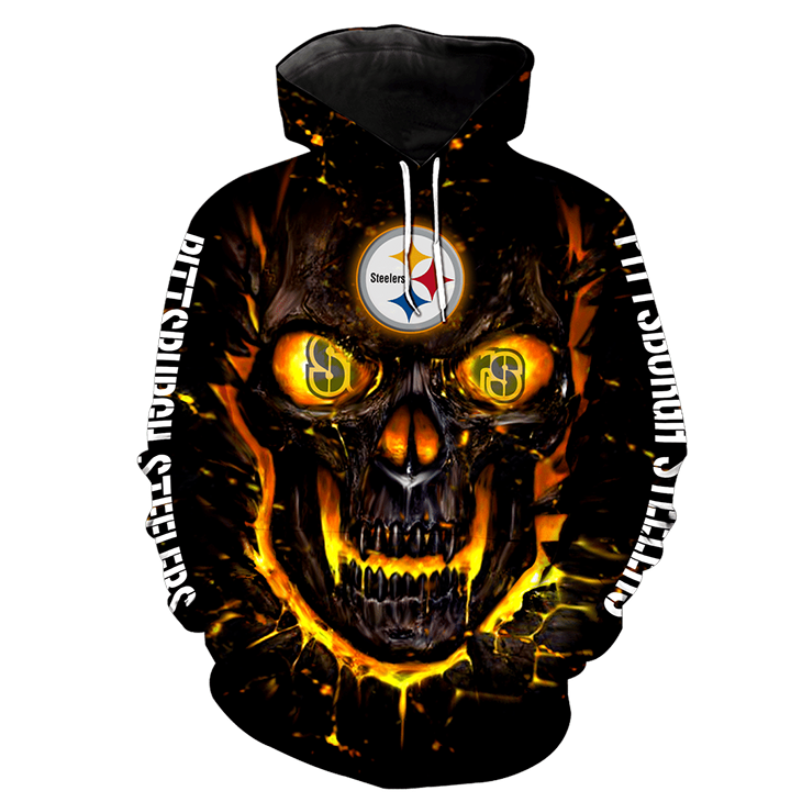 NFL Pittsburgh Steelers Skull 3D Hoodie1