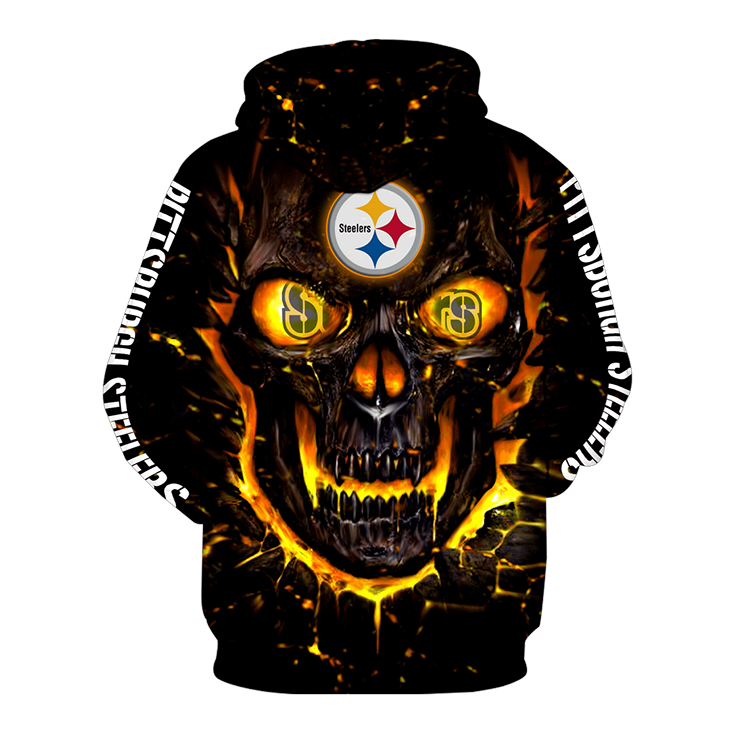 NFL Pittsburgh Steelers Skull 3D Hoodie2
