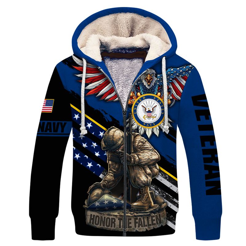 Navy veteran honor the fallen 3d fleece hoodie