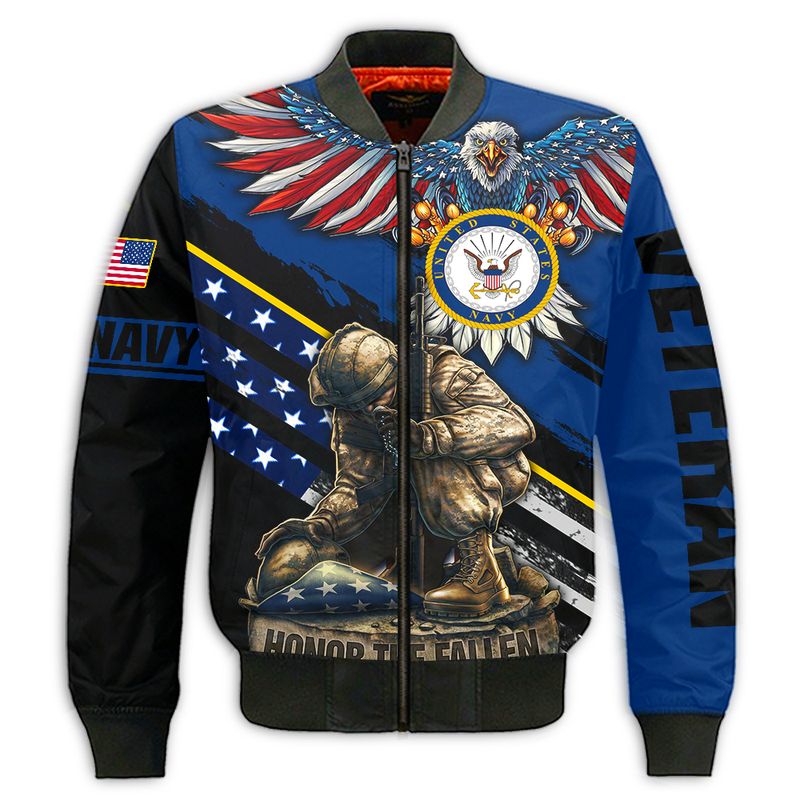 Navy veteran honor the fallen soldier 3d all over printed bomber
