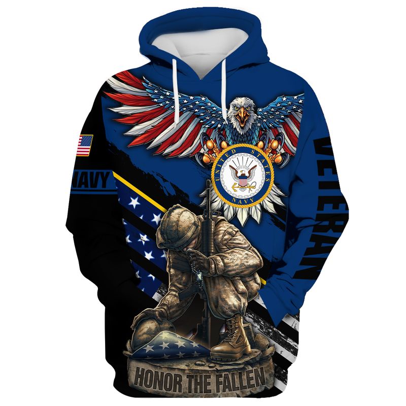Navy veteran honor the fallen soldier 3d all over printed hoodie