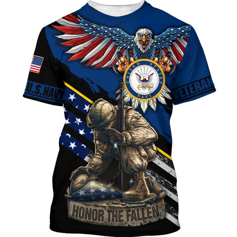 Navy veteran honor the fallen soldier 3d all over printed shirt