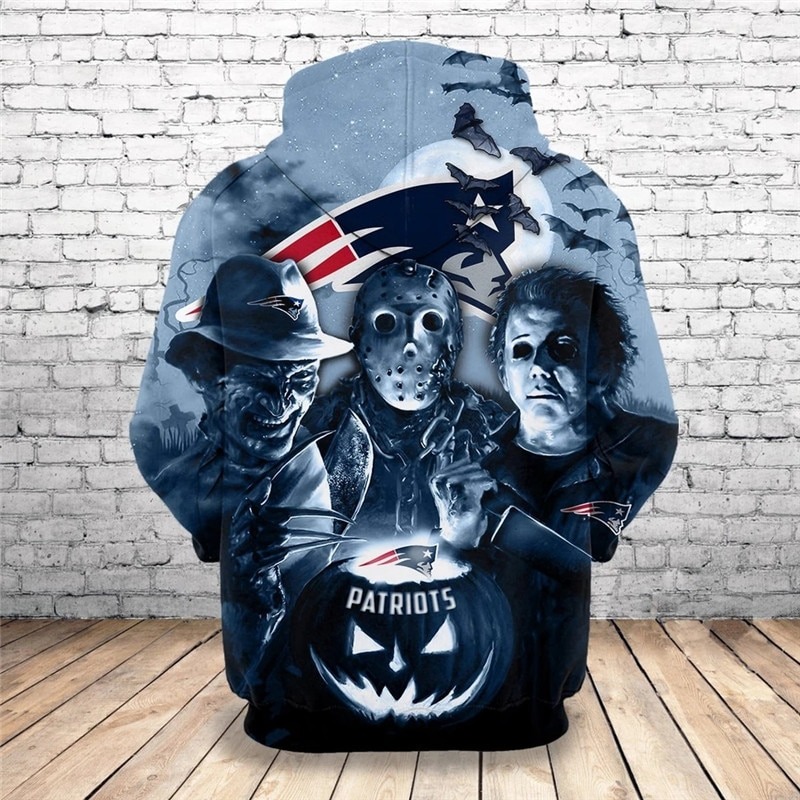 New England Patriots Halloween Horror Night 3D Pullover Hoodie 1