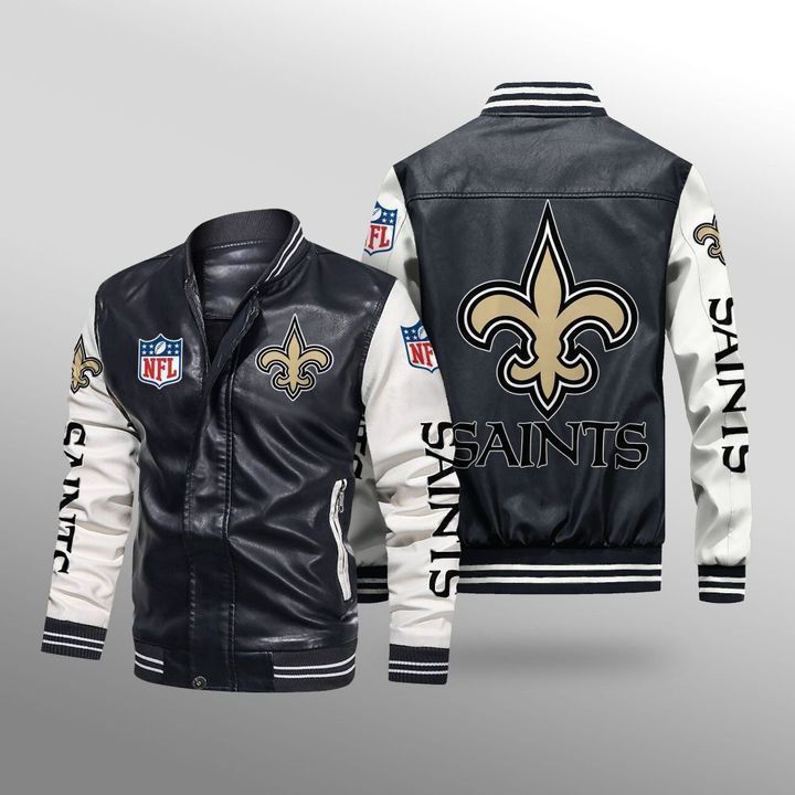 New Orleans Saints Leather Bomber Jacket 1