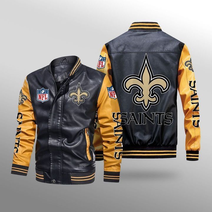 New Orleans Saints Leather Bomber Jacket 3