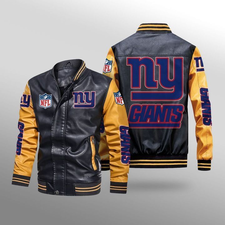 New York Giants Leather Bomber Jacket 3